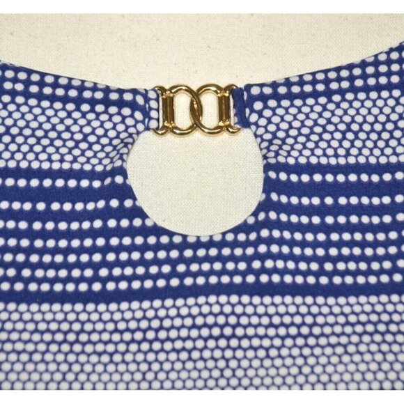 Jaclyn Smith Blouse Top Blue White Polka Dot Size L 3/4 Sleeve Career Casual - Picture 3 of 10